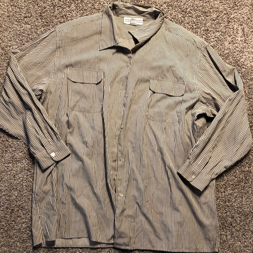 Oversized Vertical Stripe B&W Long Sleeve ButtonUp